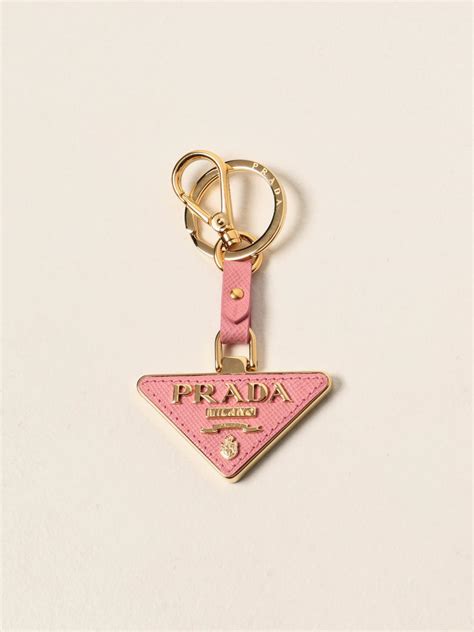 Prada Portachiavi con triangolo logo rosa 